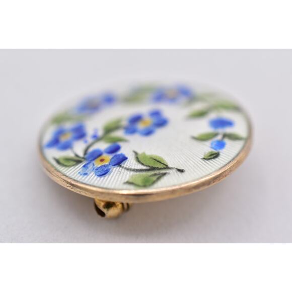 David Anderson Norway Pin Brooch Flower Enamel Round Signed Victorian 925 BinBP - Picture 7 of 12